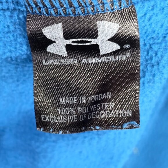Mens Under Armour Blue Fleece 1/4 Zip Pullover Loose Fit 100% Polyester Size XL - Picture 4 of 9